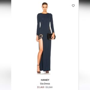 Haney GIA navy maxi cut out gown women's size 10